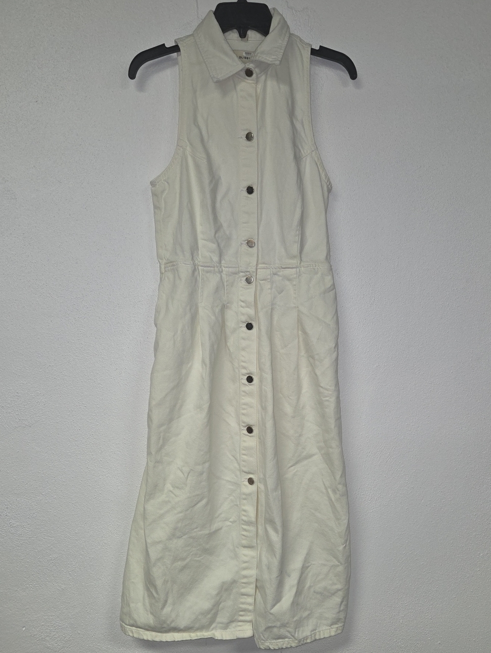 DL1961 Sleeveless Button-Front Cream Midi Dress